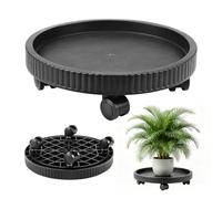 BOFITENG Roulette ronde pour plantes - 40 cm - Pour l'extérieur - Avec roulettes pivotantes à 360° - Soucoupe pour pot de fleurs - Pour l'intérieur et l'extérieur - Noir