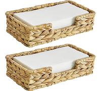 BOFRHME 2 PièCes Porte-Serviettes D'Invité Jetable de Salle de Bain Long Jonc de Mer Tissé Rotin en Osier Table Main Porte-Serviettes D'Invité Plateau,L