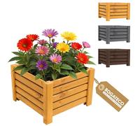 BOGATECO Bac à Fleurs Jardinière en Bois pour Extérieure | 38 x 38 cm | Pot de Fleurs Parfait pour Jardin, Terrasse & Balcon | Imprégné | Arrive Assemblé | avec Agro-Textile | Marron Chêne