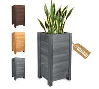 BOGATECO Bac à Fleurs Jardinière en Bois pour Extérieure | 39 x 39 x 79 cm | Pot de Fleurs Parfait pour Jardin, Terrasse & Balcon | Imprégné | Arrive Assemblé | avec Agro-Textile | Anthracite