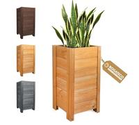 BOGATECO Bac à Fleurs Jardinière en Bois pour Extérieure | 39 x 39 x 79 cm | Pot de Fleurs Parfait pour Jardin, Terrasse & Balcon | Imprégné | Arrive Assemblé | avec Agro-Textile | Marron Chêne