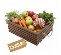 BOGATECO Boîte en bois naturel | 40 cm x 35 cm x 14,5 cm | Caisse à fruits et légumes | Caisse de rangement | Marron