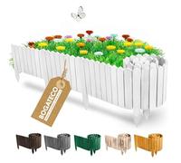 BOGATECO Bordure de parterre en bois - Lattes enroulables - 10 cm de haut et 200 cm de long - Clôture en lattes - Idéale comme bordure de parterre ou délimitation de chemin - Blanc