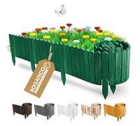 BOGATECO Bordure de parterre en bois - Lattes enroulables - 20 cm de haut et 200 cm de long - Clôture en lattes - Idéale comme bordure de parterre ou délimitation de chemin - Vert