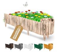 BOGATECO Bordure de parterre en bois - Lattes enroulables - 20 cm de haut et 200 cm de long - Clôture en lattes - Idéale comme bordure de parterre ou délimitation de chemin - flammée