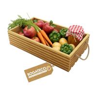BOGATECO Caisse en bois de pin naturel | 60 cm x 35 cm x 14,5 cm | Boîte de rangement décorative pour fruits, légumes et jouets | Style rustique | Couleur Marron Clair