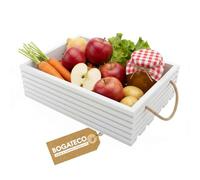 BOGATECO Caisse en bois naturel | 50 cm x 35 cm x 14,5 cm | Caisses décoratives | Caisse à fruits et légumes | Blanc
