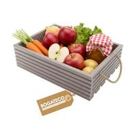 Bogateco Caisse en bois naturel 50x35x14,5 cm Boîte de rangement décorative Caisse à fruits et légumes