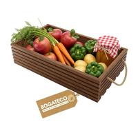 BOGATECO Caisse en Bois Naturel - 60 cm x 35 cm x 14,5 cm - Décorative, à Fruits, à Légumes, de Rangement - Marron Foncé