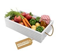 BOGATECO Caisse en Bois Naturel | 60 x 35 x 14,5 cm | Décorative pour Fruits, Légumes et Rangement | Blanc