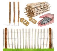 Clôture de jardin - BOGATECO - 120x500 cm - Bois de noisetier - Hauteur 120 cm - Poteaux inclus