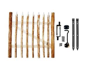 BOGATECO Grande Portillon Ferme Jardin en Bois | Largeur: 100cm | Hauteur: 100 cm | Largeur Entre Piquets de Clôture 6-7 cm | Comprend Charnières et Accessoires | Porte S'ouvre à Droite