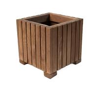 BOGATECO Jardinière en bois, 25 x 25 x 25 cm, pour herbes, maison, jardin, balcon, terrasse | Avec insert en plastique | Imprégnée | Marron foncé