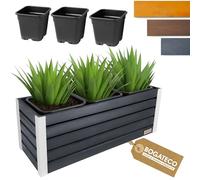 BOGATECO Jardinière en bois - Jardinière - Pot de fleurs 37 x 100 x 36 cm - Pot à herbes pour la maison, le jardin, le balcon, la terrasse - Pot avec insert en plastique - Imperméabilisé - Anthracite