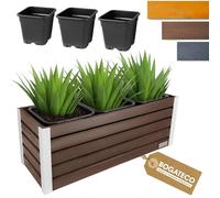 BOGATECO Jardinière en bois - Jardinière - Pot de fleurs 37 x 100 x 36 cm - Pot à herbes pour la maison, le jardin, le balcon, la terrasse - Pot avec insert en plastique - Imperméabilisé - Marron