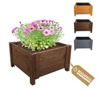 BOGATECO Jardinière en bois pour extérieur de grande taille 60 x 60 x H30 cm | Anthracite | Pot de fleurs parfait pour le jardin, la terrasse et le balcon | Bac à fleurs stable et construction robuste