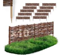 BOGATECO Lot de 10 Bordures de Parterre en Saule | 100 cm de Long et 20 cm de Haut | Clôture en Bois et Osier pour Jardin et Délimitation de Chemin