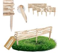 BOGATECO Lot de 3 clôtures de jardin en bois de noisetier - 120 cm x 20 cm - Bordure de parterre - Clôture en lattis - Enfichable