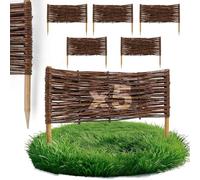BOGATECO Lot de 5 bordures/clôtures de parterre, décoratives, en saule/bois/osier, à emboîter, pour la pelouse, le jardin comme délimitation de chemin, 60 x 20 cm (L x h)