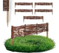 BOGATECO Lot de 5 bordures/clôtures de parterre, décoratives, en saule/bois/osier, à emboîter, pour la pelouse, le jardin comme délimitation de chemin, 60 x 10 cm (L x h)
