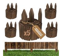 BOGATECO Lot de 5 bordures de parterre en bois - Clôture enroulable - 20 cm de haut et 112 cm de long - Clôture en lattis - Parfaite comme bordure de parterre ou délimitation de chemin - Marron