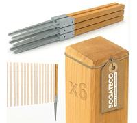 BOGATECO Lot de 6 poteaux de clôture en bois imprégné - 100 x 5 x 5 cm - Poteaux carrés avec tête plate - Avec manchon de sol à enfoncement - Bois équarri - Marron clair