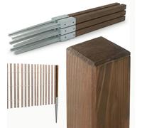 BOGATECO Lot de 6 poteaux de clôture en bois imprégné - 120 x 5 x 5 cm - Poteaux carrés avec tête plate - Avec manchon de sol à enfoncement - Bois équarri - Marron clair