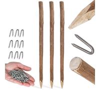 BOGATECO Poteaux de clôture en noisetier | Poteau en bois pointu | Clôture de jardin extérieure | Diamètre 6-8 cm (3 x 180 cm Hauteur)