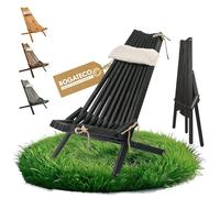 BOGATECO Transat de Jardin Pliable en Bois avec Coussin - Chilienne de Terrasse et Balcon - Chaise Longue Extérieur - Bain de Soleil Pliant - 100 x 55 x 90 cm - Noir