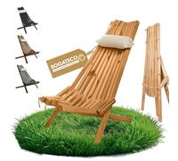 BOGATECO Transat de Jardin Pliable en Bois avec Coussin - Chilienne de Terrasse et Balcon - Chaise Longue Extérieur - Bain de Soleil Pliant - 100 x 55 x 90 cm - Brun