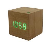 BOGEEL Réveil électronique LED en bois avec affichage numérique pour l'heure Horloge muette Cube Horloge