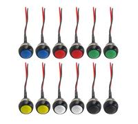 Bohaner Lot de 12 mini interrupteurs momentanés avec fil de 12 mm - Bouton poussoir marche/arrêt - Étanche - Rond - Pour voiture et bateau