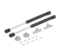 Bohaner Vérins à gaz, 2X Charnières de porte de placard avec ressort de levage et barre de support à clapet pour placard de cuisine, 200N de pression (Noir)
