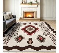 Bohème Géométrique Tapis Salon 80 x 150 cm, Lavable en Machine Antidérapant Tapis Poil Ras Motif Traditionnel Tribal Rayures, Couleur Claire Home Decoration pour Chambre Salle à Manger Bureau