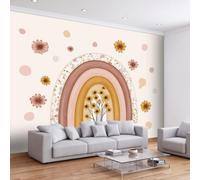 Bohème Papier Peint Panoramique 450L x 315H cm, Tropical Art Floral Arc en Ciel Fresque Murale Papier Peint - Intérieure Poster Tableaux pour Salon Chambre à Coucher Salle de Jeu Maison Décoration