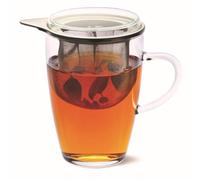 Bohemia Tasse à thé avec infuseur en INOX et Couvercle en Verre, Contenance 0,35 L, Dimension 14,2 x 12,9 cm - Verre Borosilicate - 179 - SIMAX, Blanc