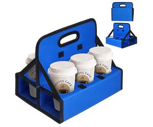 BOHEMIABY Porte-boissons portable pour 6 tasses, avec poignée - Support pliable réutilisable pour café, vin, canettes - Transporte en toute sécurité des boissons chaudes et froides pour la livraison
