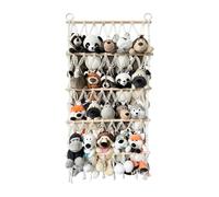 Bohémien - Organisateur De Peluche Macrame à 4 niveaux, Hamac Jouet Décoratif | Filet De Rangement Réglable Mural Porte-Jouet Pour Boho Kids,