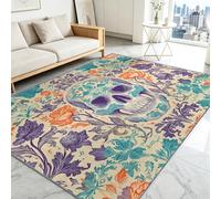 Boho chic Día de los Muertos Tapis Salon Résistant aux UV Tapis Chambre Adulte Fille Doux Moelleux Descente de lit AntidéRapant Tête de mort sucre florale Tapis 80 x 120 cm Decoration Chambrel