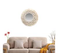 Boho Circle Mirror - Fringe Round Bohemian Wall Mirror, Rustic Boho Circle