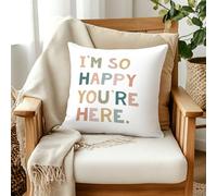 Boho Classroom I'm So Glad You're Here Housses de coussin 45,7 x 45,7 cm - Décoration de salle de classe variée - Housses de coussin décoratives bohème inspirantes pour salle de lecture, coin de salle