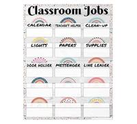 Boho Job Chart Poster for Preschool Classroom Management Decor | Practical reference lists librarian messenger light monitor and carpet sweeper duties(Unframed,08x12inch(20x30cm))
