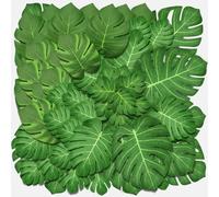 Bohoray Lot de 80 Feuilles 6 Tailles Tropicales Décoratives En Feuilles, Artificielles Monstera, Fausse Feuille de Palmier, Pour Table, Anniversaire Tropical, Jungle Tropicale(10/14.5/18/20/21/24.5cm)