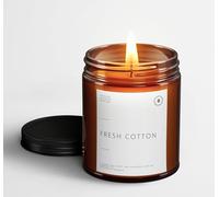 BOHORIA® Bougie parfumée de qualité supérieure en cire de soja naturelle - Parfum de linge frais - Jusqu'à 45 heures de combustion (coton frais)
