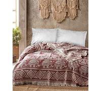 BOHORIA® Couvre-lit Haut de Gamme Bali, Couverture réversible, Couverture de canapé avec Motif, Extra Large 220 x 240 cm (Motif éléphant Acajou)