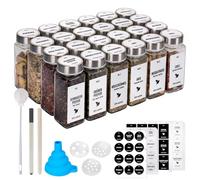 Boic 24 Pièces Pots À Épices En Verre, 120ml Bocaux À Épices Avec Tamis & Couverture Acier Inoxydable Boite À Épices Verre Avec Étiquettes, Entonnoir, Brosse Pour Rangement Épices Et Cuisine