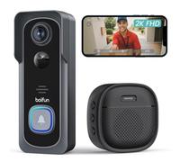 BOIFUN 2K 3MP Sonnette sans Fil Exterieur Etanche, Installation Facile,Noir | Ultra Grand Angle 166°, Détection Humaine par IA, Vision Nocturne, avec Carillon sans Fil, IP65, Wi-Fi 2,4 GHz