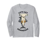 Boire de la bière Lets Get Hammered Funny Hammerhead Shark Manche Longue