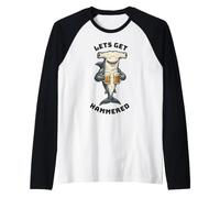 Boire de la bière Lets Get Hammered Funny Hammerhead Shark Manche Raglan