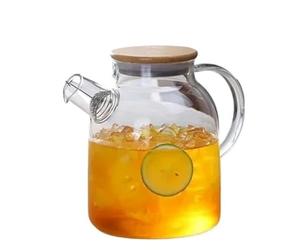 Boire Pichet en verre borosilicaté transparent de 1,8 L | Grande bouilloire à eau transparente en forme de théière(1800ML)